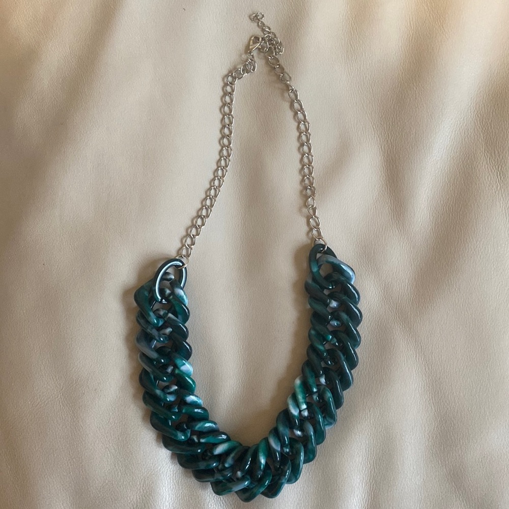 Green and white necklace